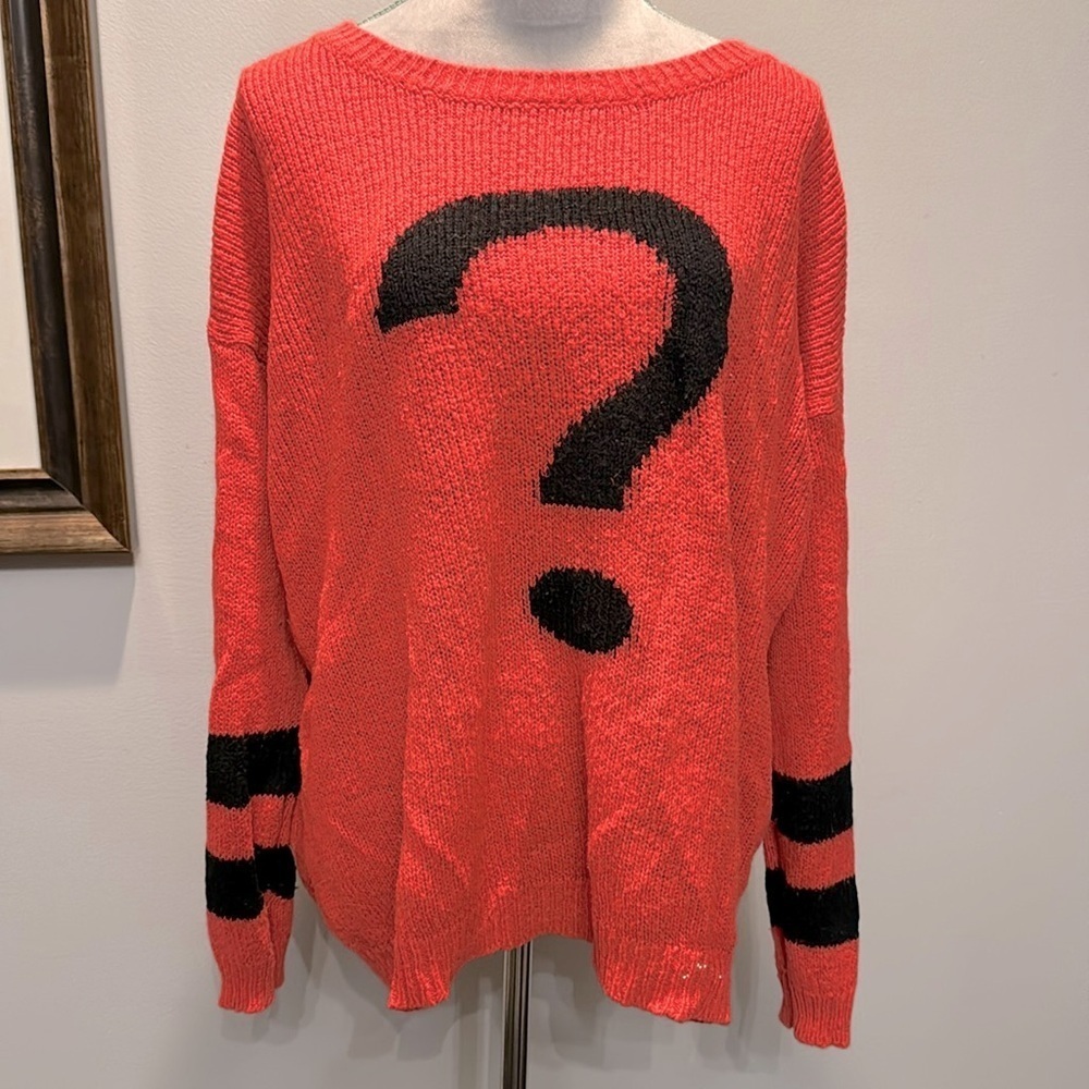 Karen Brooks question mark vintage rare knit sweater XL